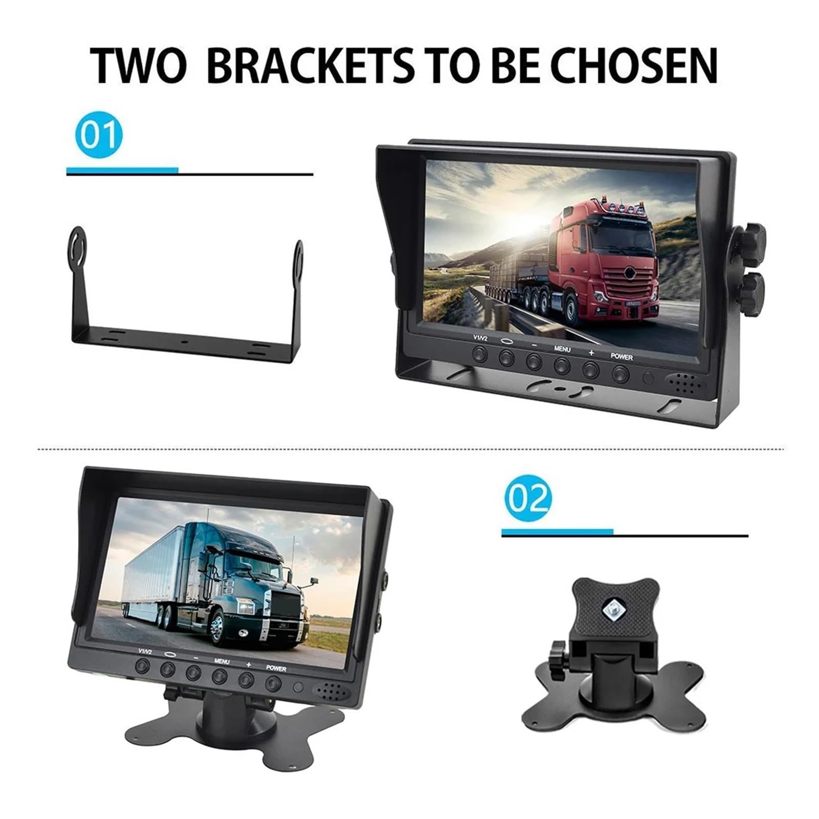 Zestaw Kamery Cofania Do Ciężarówki Z Dźwiękiem, Kamera Audio AHD-1080P Widokiem Tyłu, Wbudowany Mikrofon 7-calowy Monitor, Ekran IPS Stabilna Transmisja SygnałU(Camera Kit-Sound-15m)