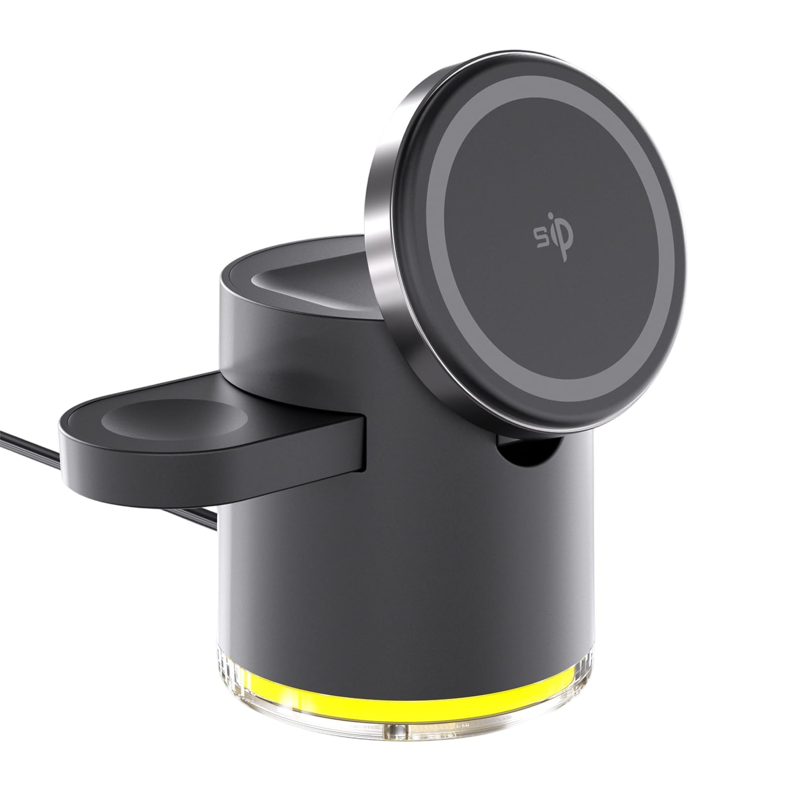 QI2 Stazione ricarica rapida magnetica intelligente 3, Black | Rilevamento automatico della ricarica rapida con lampada ambientale e illuminazione a LED per organizer da