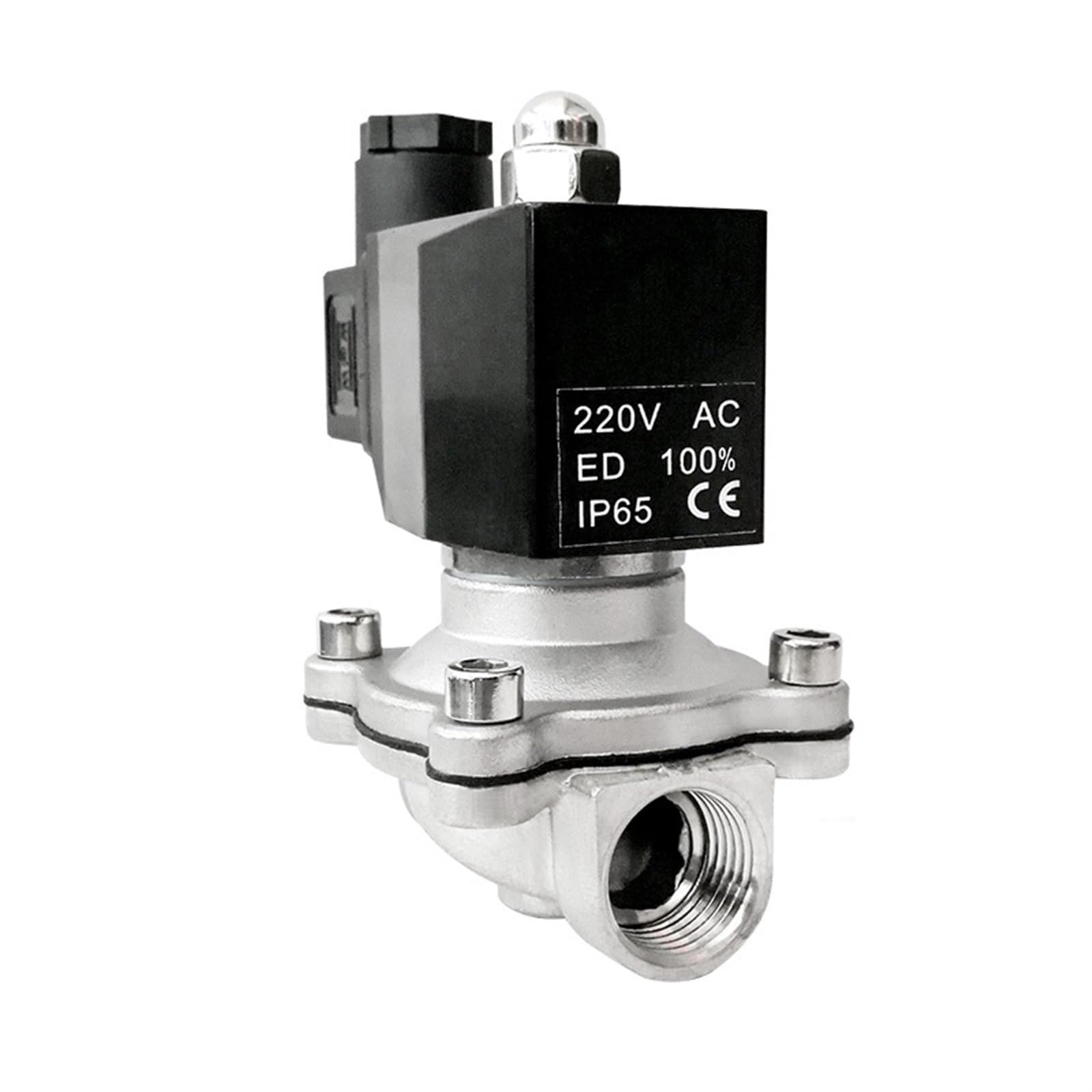 YX55POU12 1 Inch Direct Acting 304 Stainless Steel Solenoid Valve 12v Brass 1Pcs(240vac,NPT)