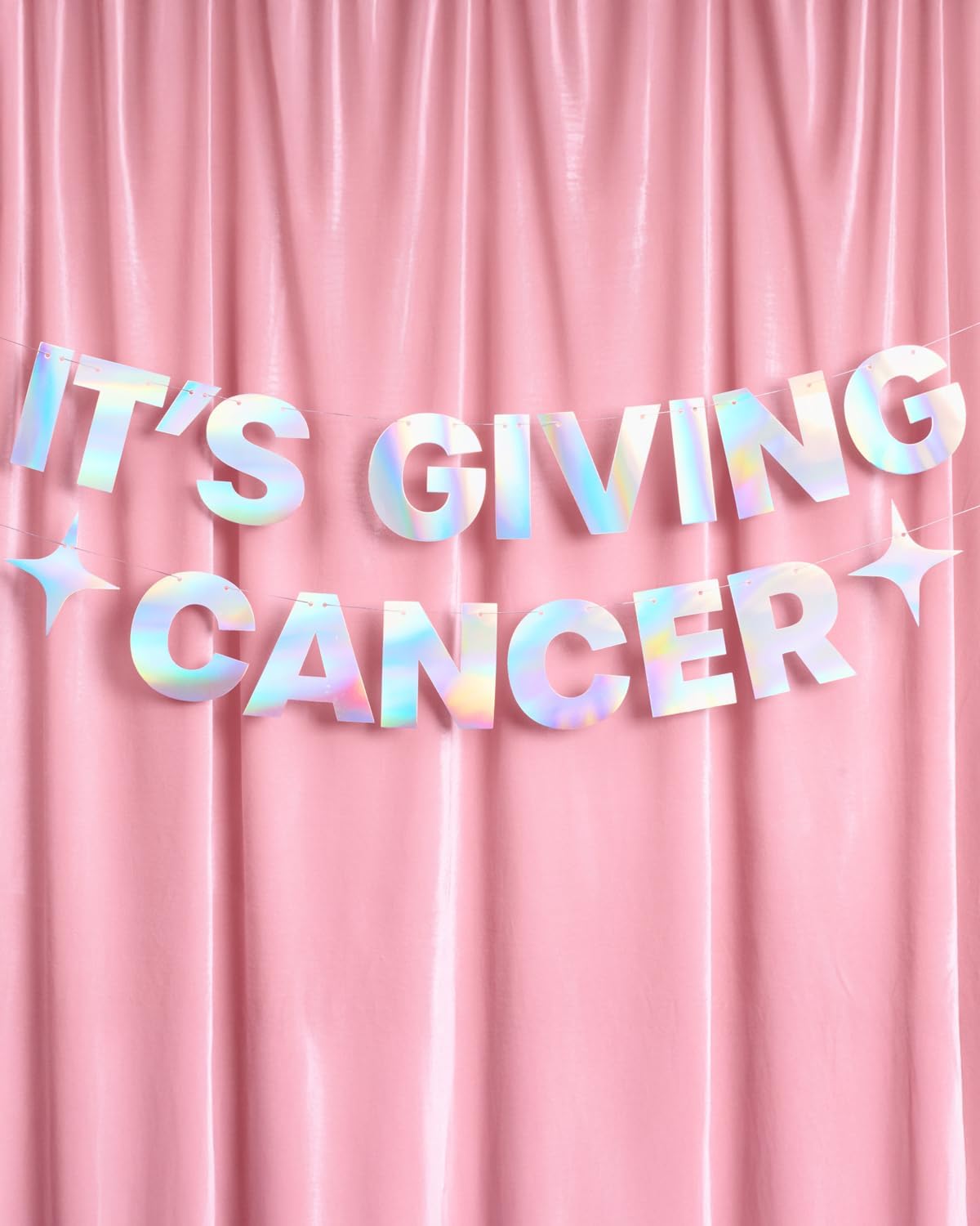 xo, Fetti It's Giving Cancer Banner - Iridescent Foil | 4 Ft. | Zodiac Birthday Sign, Horoscope Bachelorette Party Background, Astrology Bday Decorations