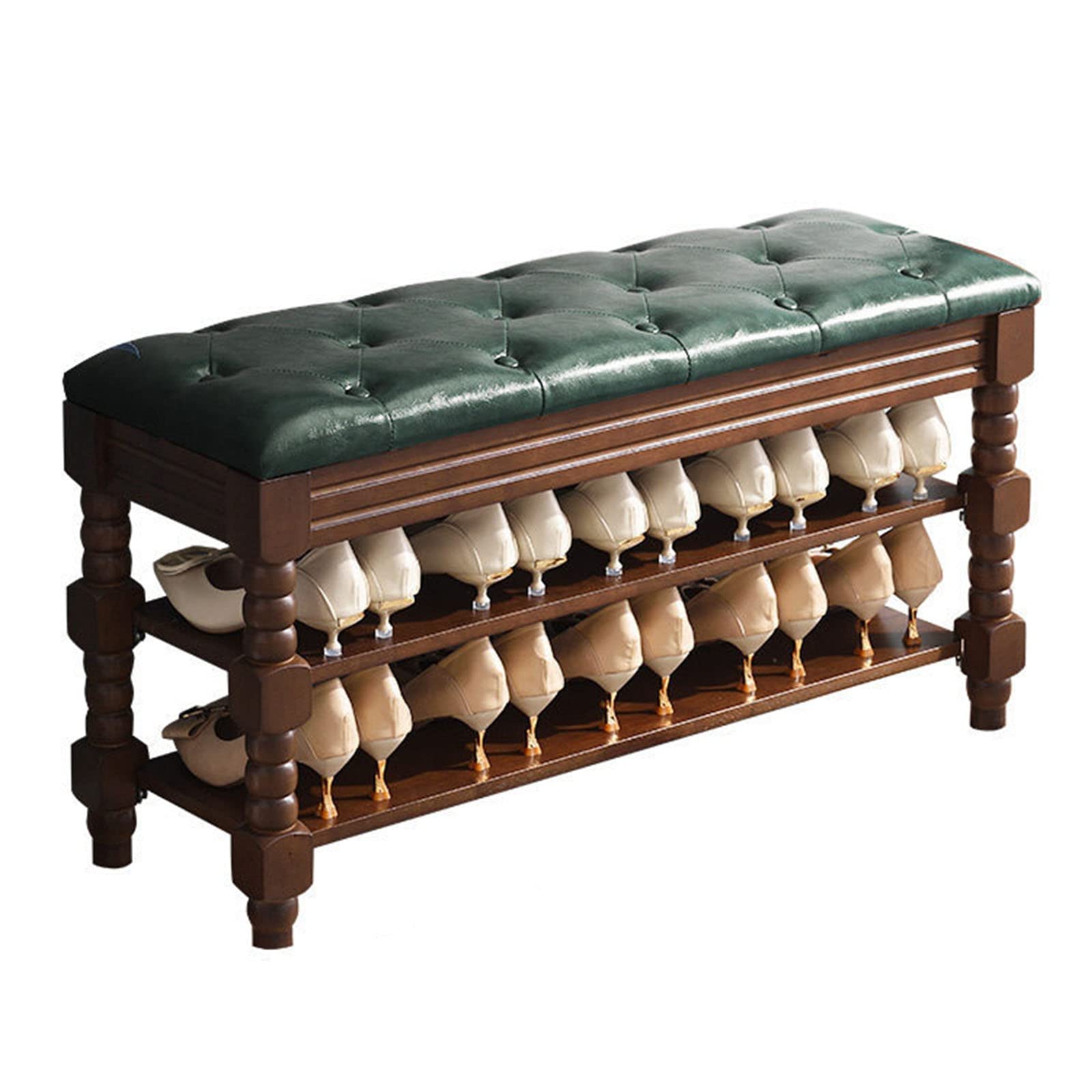 Tabouret à langer vert capitonné pour créer une entrée chaleureuse
