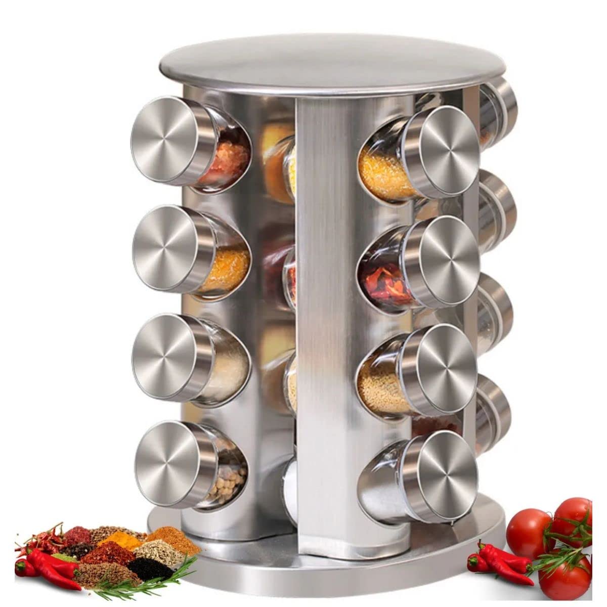 Porta Tempero Condimento Inox Vidro Giratorio Cozinha 16 Pts