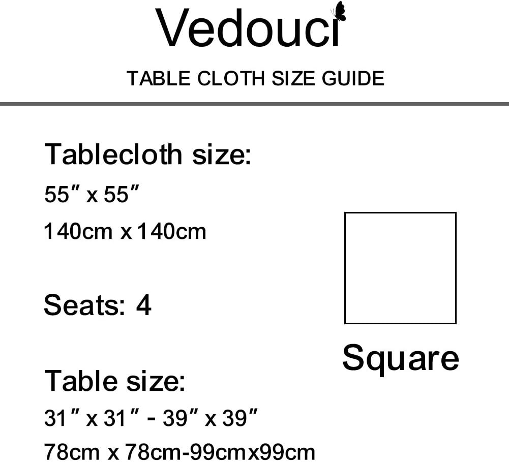 Vedouci Square Stitching Tassel Tablecloth Heavy Weight Polyester Fabric Dust-Proof Table Cover for Kitchen Dining Table Top Decoration(Square,55''x55'',4 Seats, Light Coffee)