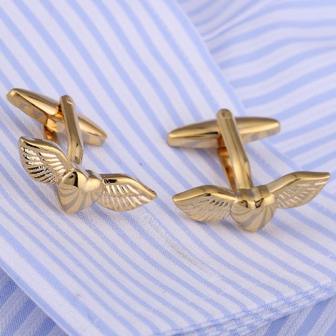 Angel Wings Cufflinks for Men, Wings Heart Cufflinks, Viking Wing Cuff Links, Gold Love Heart Wing Shirt Tuxedo Cufflinks, Punk Cufflinks French Cufflinks, Best Man Wedding Cufflinks