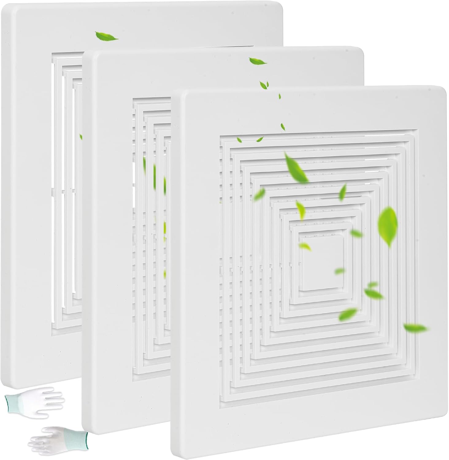 (3-Pack 12" BP90 Spring Bathroom Exhaust Fan Cover 12-1/4" x12" Vent Cover Replacement Compatible with Broan-NuTone Square Ceiling or Wall Mount Fits Models BP46 663 670 671 675 688 689 White