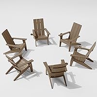 Vista 14 de MXIMU Silla Adirondack moderna resistente a la intemperie con portavasos, sillas de gran tamaño para hogueras Adorondic de plástico al aire libre