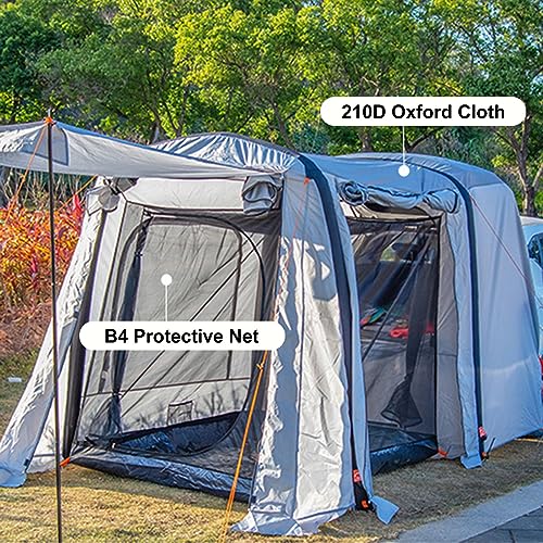 Tenda gonfiabile per camper, tenda pieghevole per portellone posteriore, installazione rapida in 3 minuti, autoportante, 380 x 180 cm, con borsa per il trasporto, tessuto Oxford 210D impermeabile e
