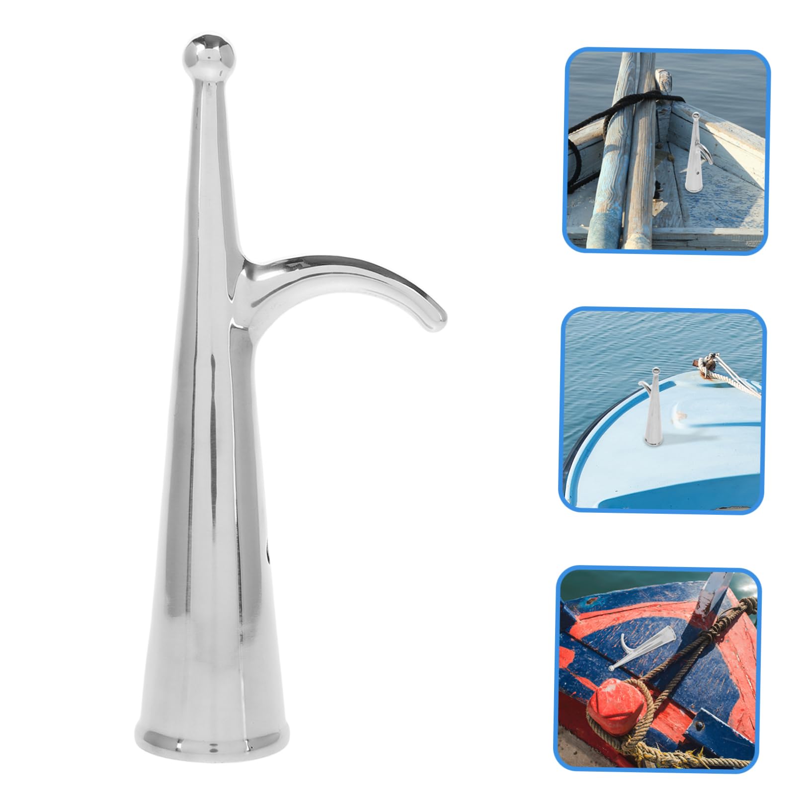POPETPOP Testa Gancio per Barca in Acciaio Inox 316, Argento 34 Mm | Accessorio per Ormeggio, Superficie Liscia, Struttura per Uso Marino Frequente, Hull Protetto da Danni