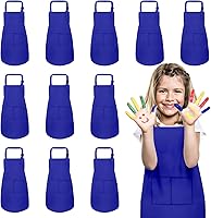 Vista 9 de Paquete de 12 delantales para niños a granel con 2 bolsillos delantal de chef de arte ajustable delantales de pintura para niños para cocinar