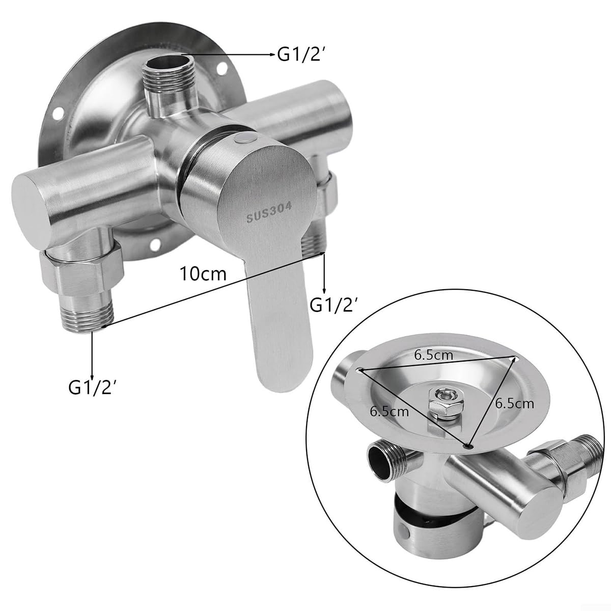 Rubinetto per Doccia Moderno a Parete, rubinetti per Doccia con valvola di Controllo, Rubinetto per Doccia in Acciaio Inox, Miscelatore per Acqua Calda e Fredda a Parete