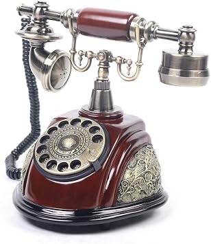 Retro Rotary Dial Telephone with Hands-Free & Redial, Vintage Working Desk Phone for Home & Office Decor, No Power Needed, Clear Calling, Volume Control Style 2