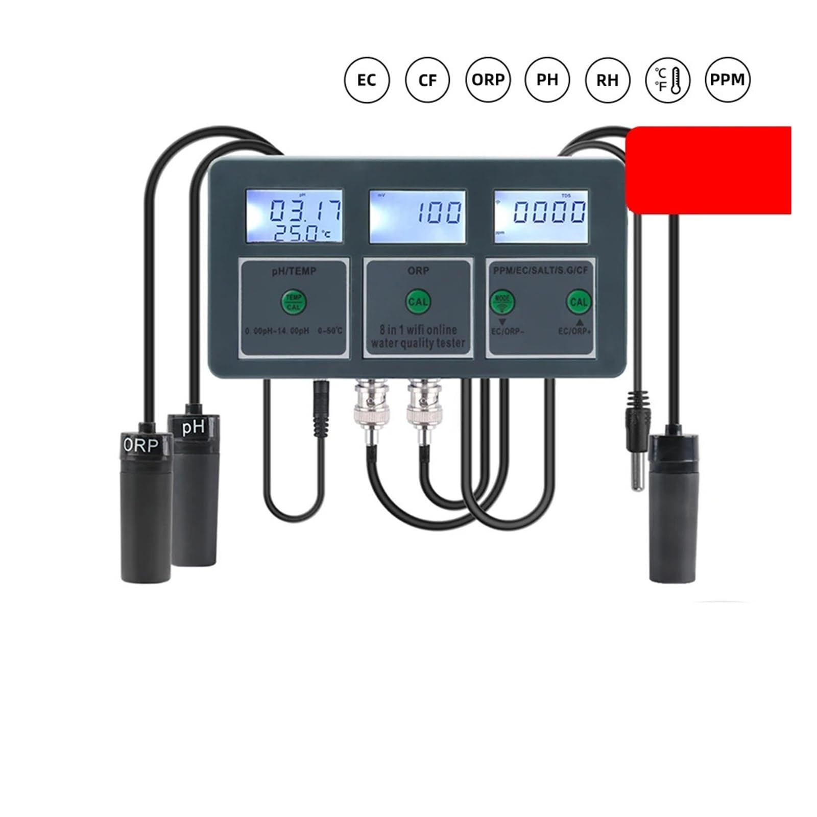 Monitor WiFi Tuya Smart PH ORP TDS EC SALE SG TEMP CF Misuratore di qualità dell'acqua online Tester Dati,Resistenza alla corrosione