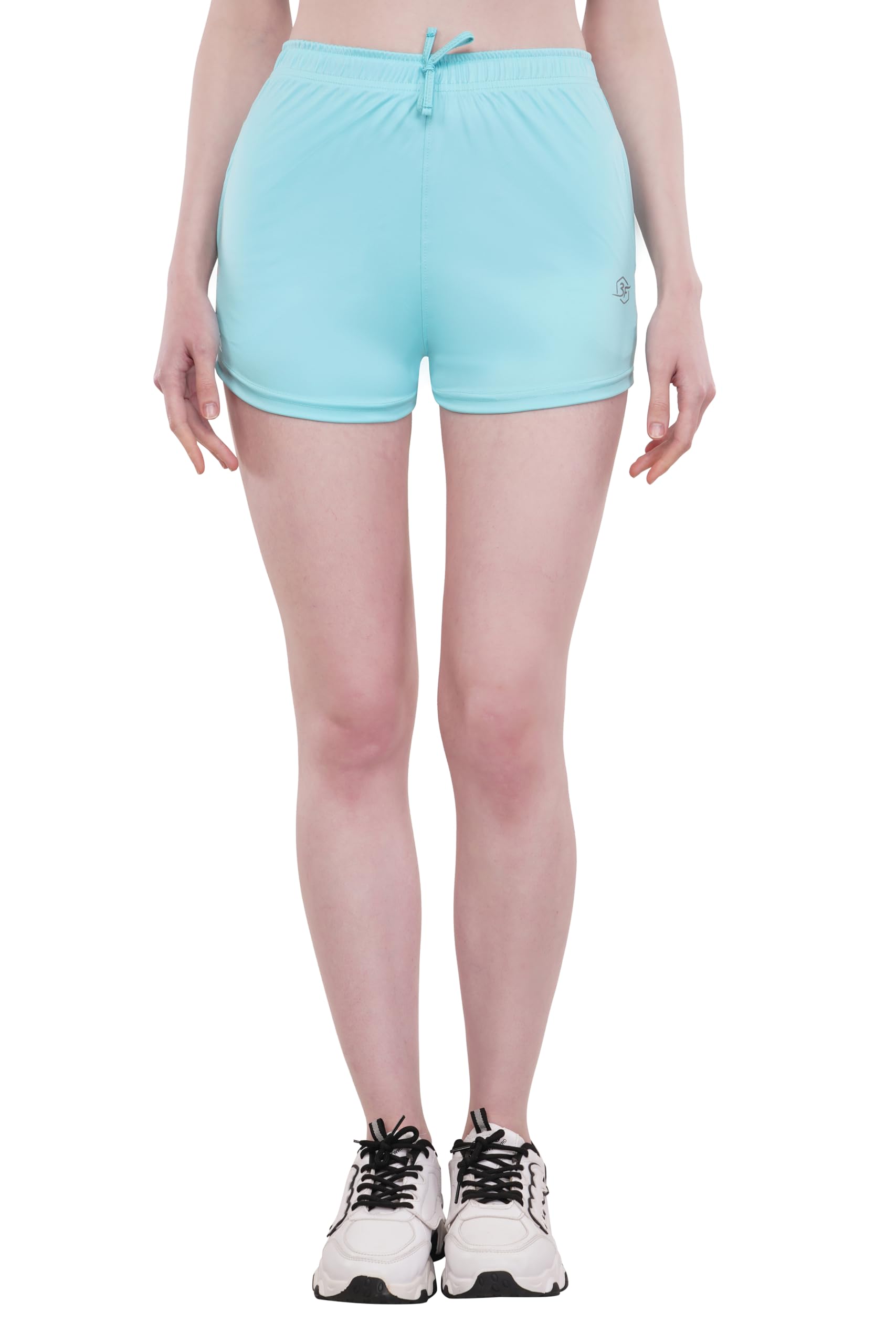 Polyester Shorts for Women| Fully Stretechable | with Pocket Both Side | Shorts for Sports Wear | Comfy Casual | Aqua Colour-image-12