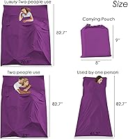 Vista 2 de Sleeping Bag Liner Camping Travel Home Bed Sheet Lightweight Breathable Hotel Compact Sacks