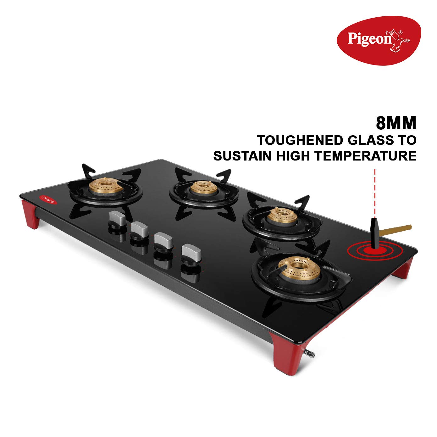 Pigeon by Stovekraft Infinity Glass Top 4 Burner Gas Stove with 8mm Toughened glass stove