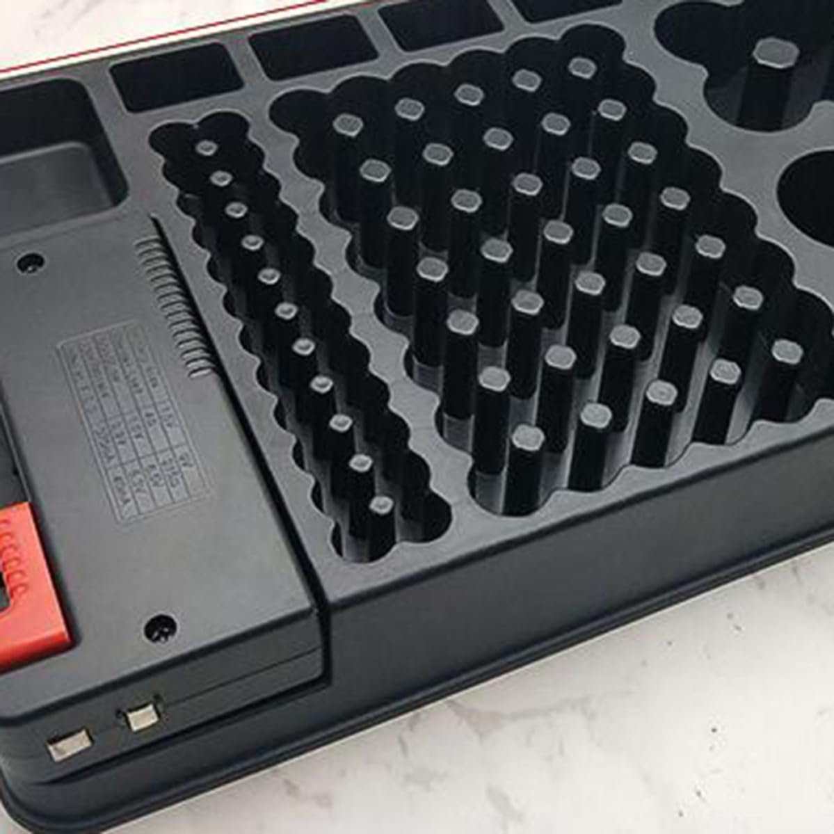 Batterieaufbewahrungsorganizer 98 Stück Kunststoff Schwarz mit Tester