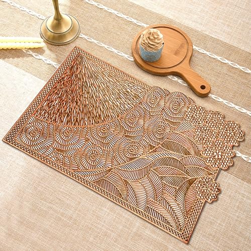 Set de table feuille lavable bronze résistant aux taches lot de 4 - 2
