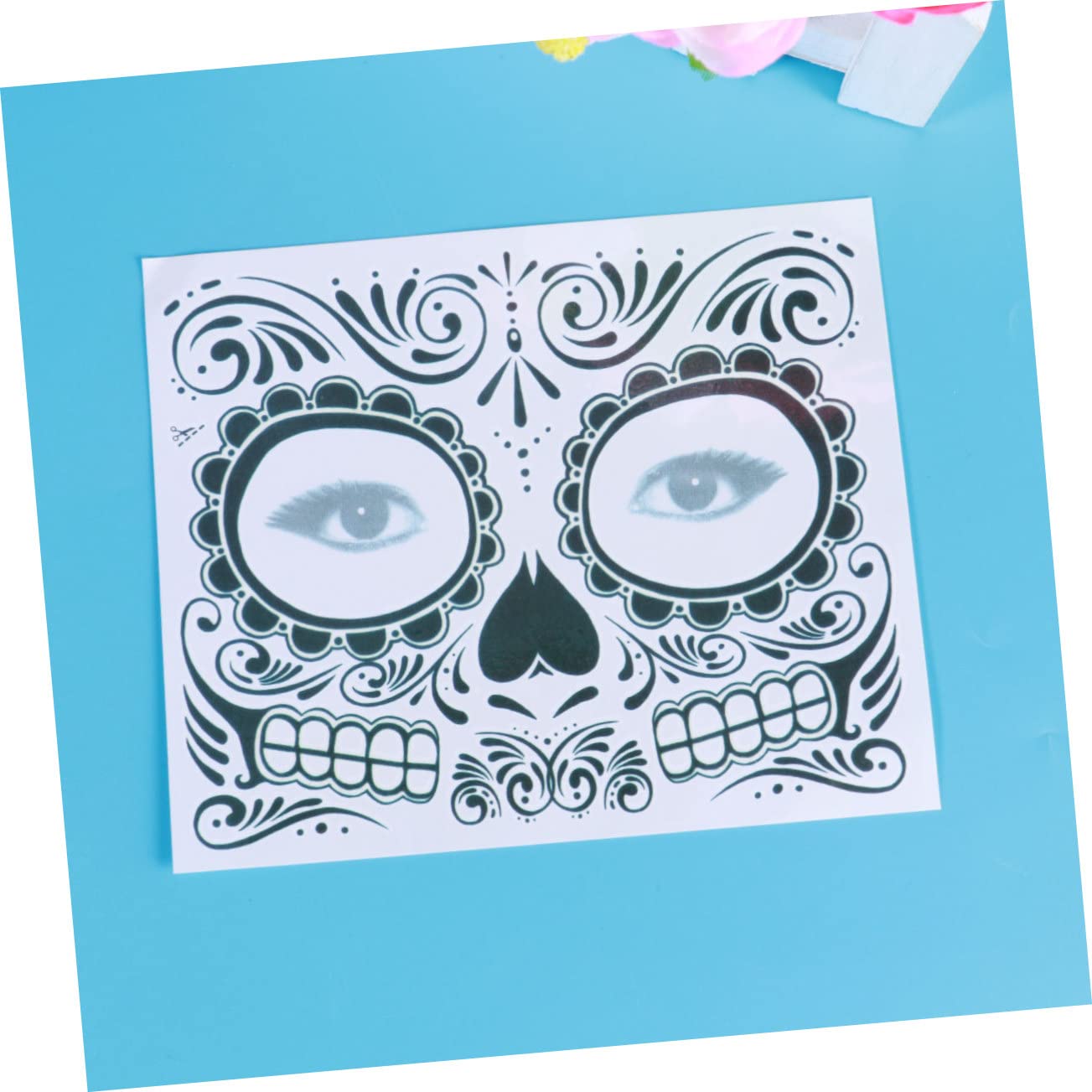 Beavorty 2piezas Parche Facial Tatuajes Temporales De Esqueletos Día Muertos Resistentes Al Agua Cara Perfectos Para Halloween