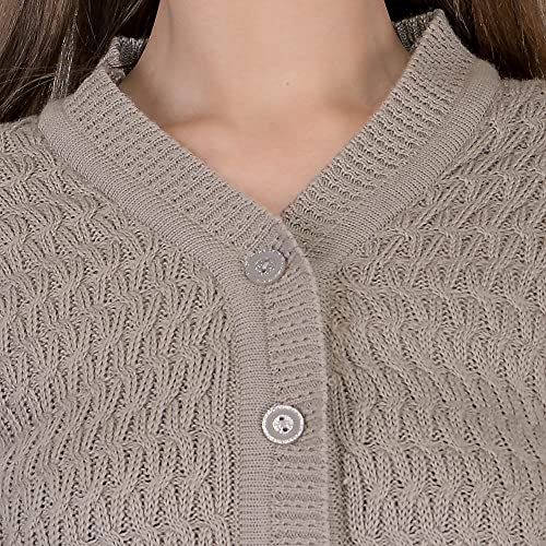 Image of Lady Willington Women Woolen V-Neck Self Design Cardigan Heavy Daffodil Fabric Cardigan Winter Wear Pure Wool Cardigans for Women Sweaters Long Cotty Fully Warm Cardigan Free Sizes