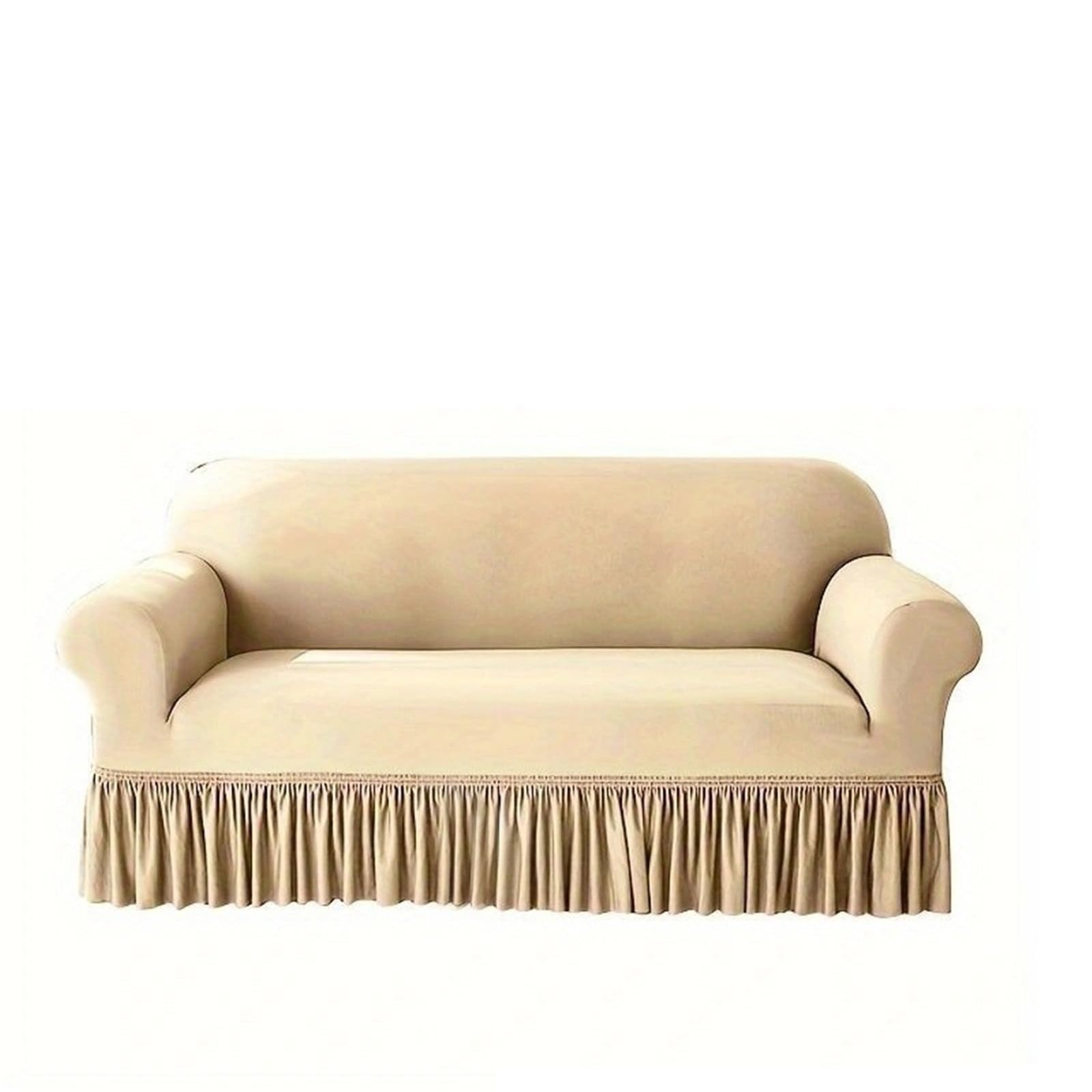 SUBLXPoten Sofa Cover with Skirt 1pc Stretch Sofa Cover for Living Room, Corner Covers with Skirt, Dustproof, Non-Slip for Home(Beige,3Seater 190-230cm)