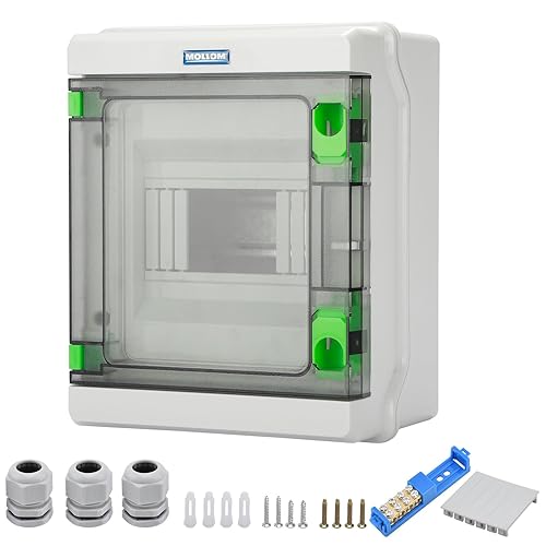 Miniatura 11 de MOLLOM Caja de protección de distribución MCB del disyuntor de 2 vías con carril DIN, impermeable IP65, para interiores y exteriores