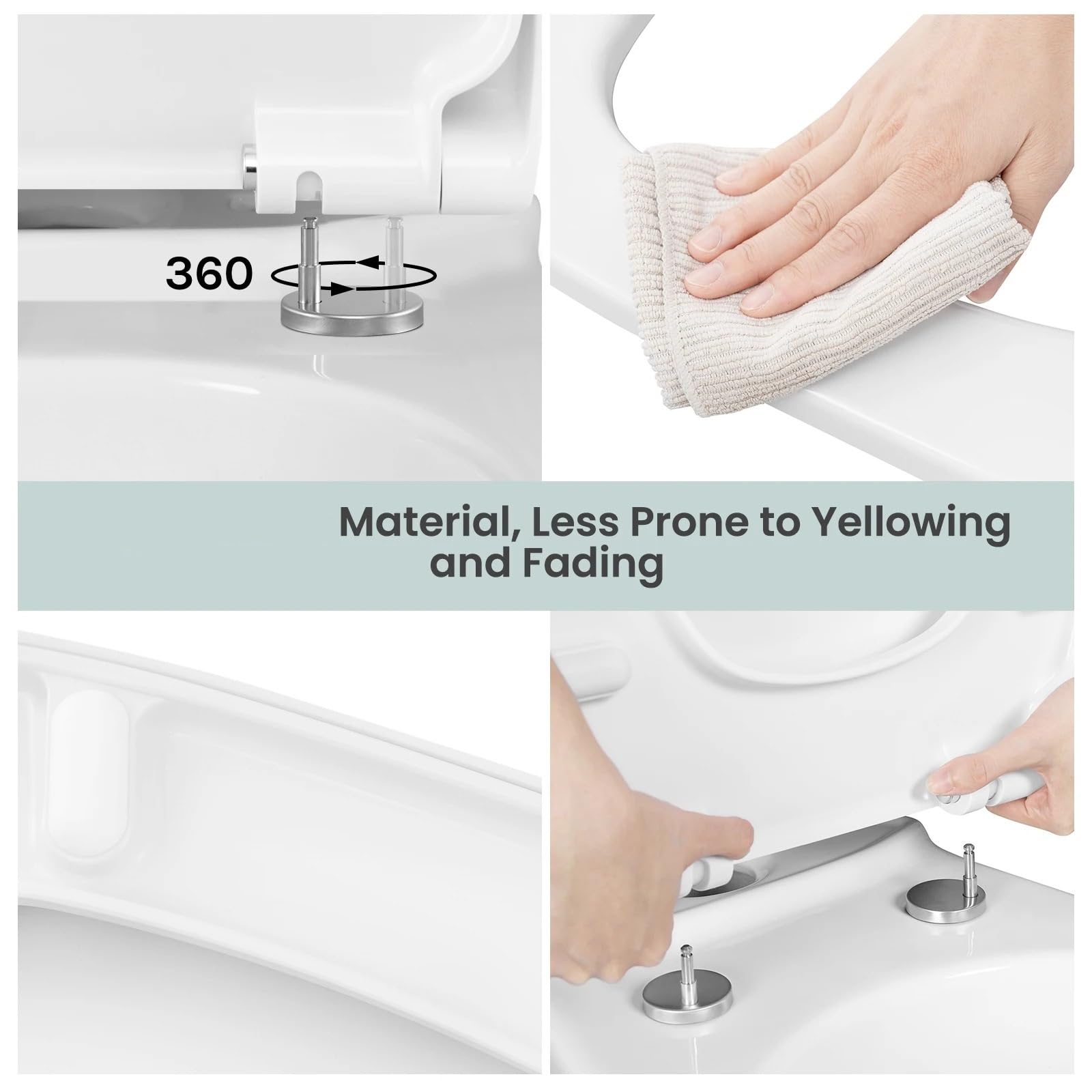 Asiento de inodoro, Plastic Square Soft Close Toilet Seat