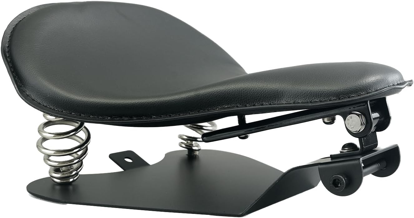Leather Motorcycle Custom Solo Spring Bracket Seat with Seat Base Fit for Harley Honda Shadow Spirit ACE VT 1100 750 Yamaha Kawasaki Suzuki Sportster Bobber Chopper(13'')