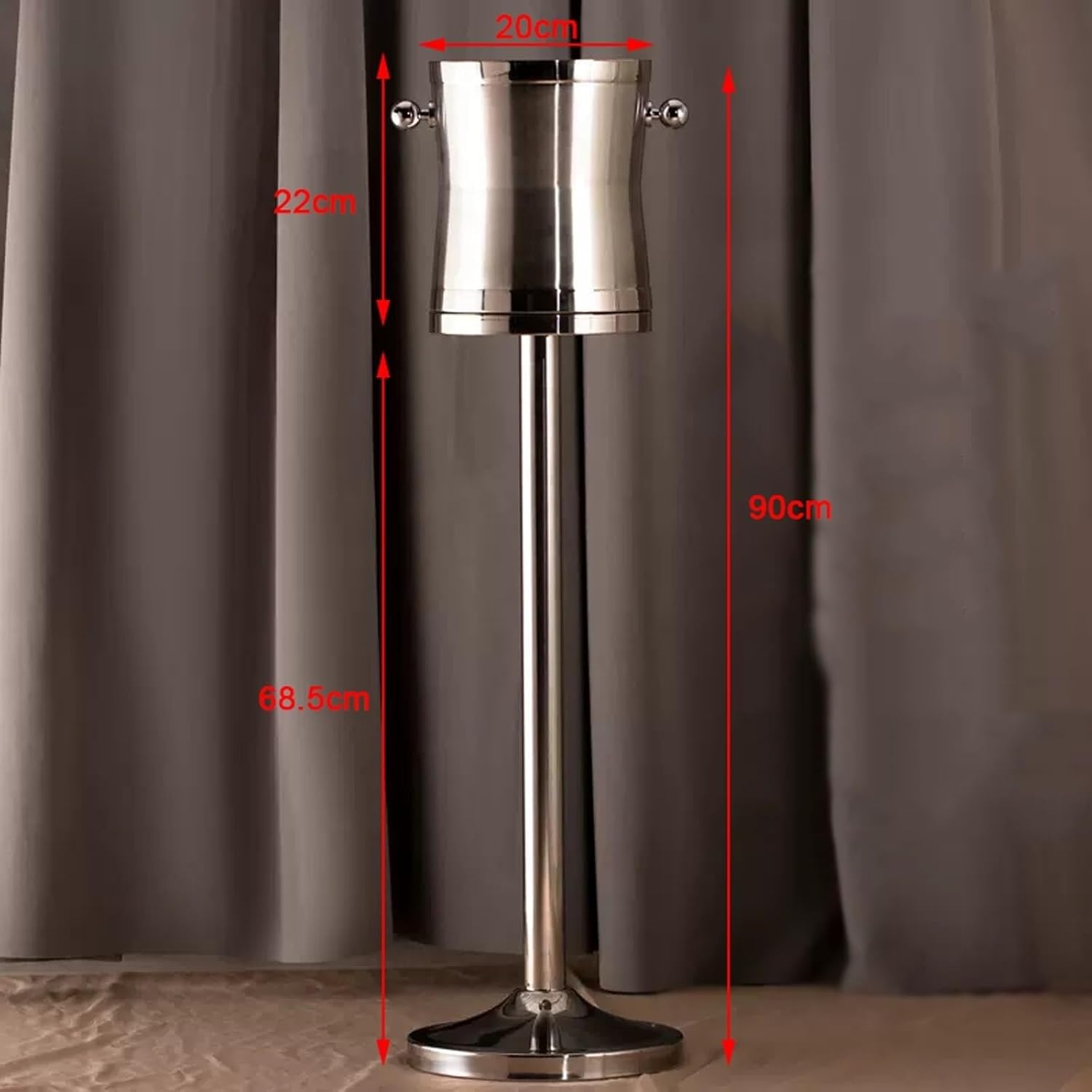 Stainless Steel Double Wall Ice Bucket with Stand, 4L Wine Chiller for Parties & Bars