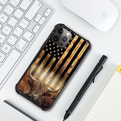 Miniatura 5 de DJSOK Funda compatible con iPhone 11, funda clásica de grano de madera con bandera estadounidense de vaca para iPhone 11, fundas para hombres y