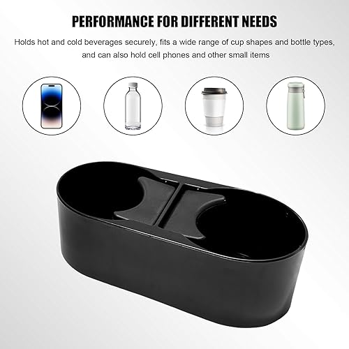 Miniatura 3 de Portavasos para automóvil, soporte doble para bebidas, organizador de consola central multifuncional, 3 x 7 x 2 pulgadas, organizador de bebidas