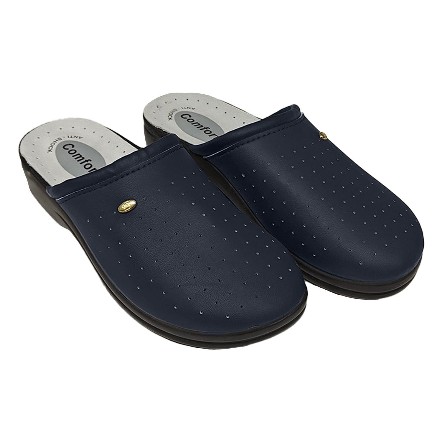 fratelliditalia.org Chaussons sanitaires femme semelle sabot antidérapant en cuir souple différentes couleurs