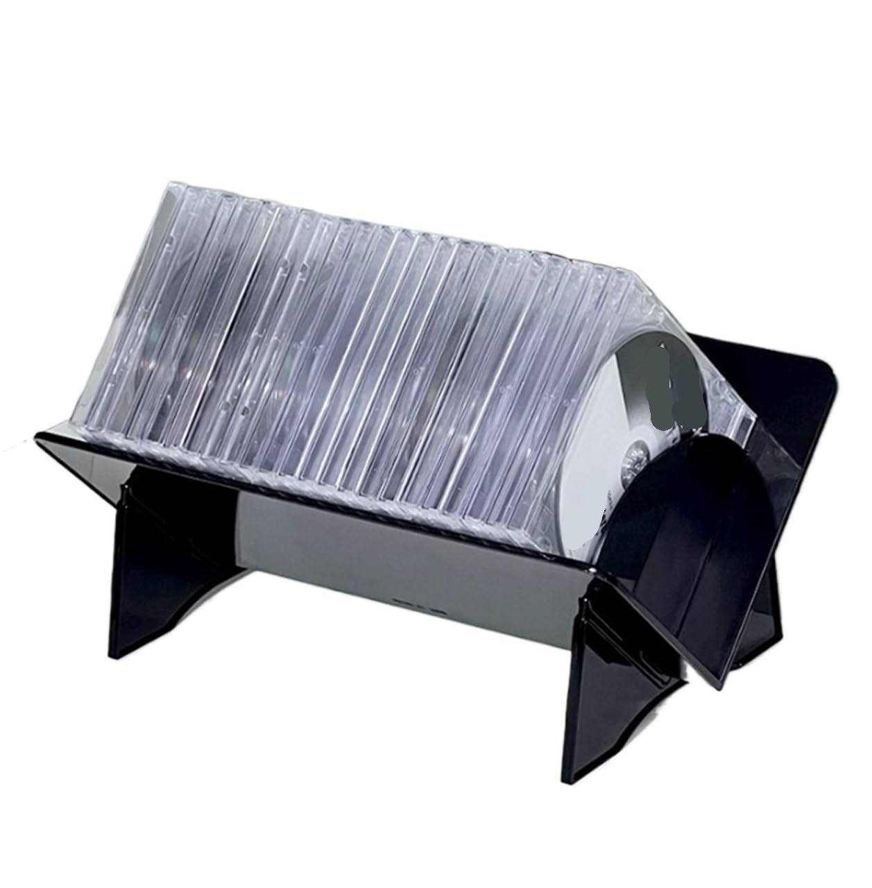 Stojak do przechowywania płyt winylowych, organizer na płyty CD i czasopisma, plastikowy stojak ekspozycyjny do domowego biura i pokoju muzycznego, elegancki, czarny design na płyty winylowe i płyty