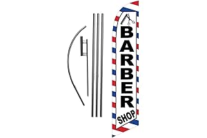 15 ft. Tall Custom Barber Shop Feather Banner