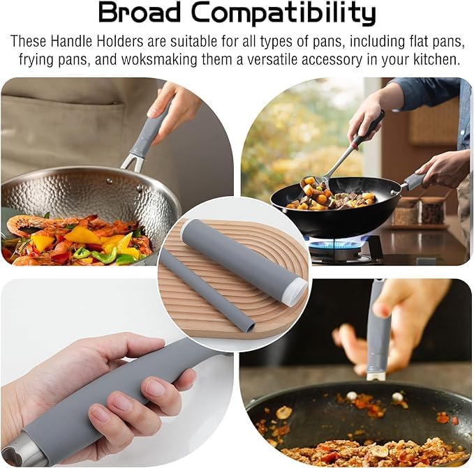 DOZERA Silicone Thermal Insulation Handle Cover Sleeve Pot Holders Cover Anti-Scald Hot Skillet Handle Holder, Protectors Handle Grip for Frying Pan, Cooking Pot, Spatula, Door Handle (Pack of 2) 4