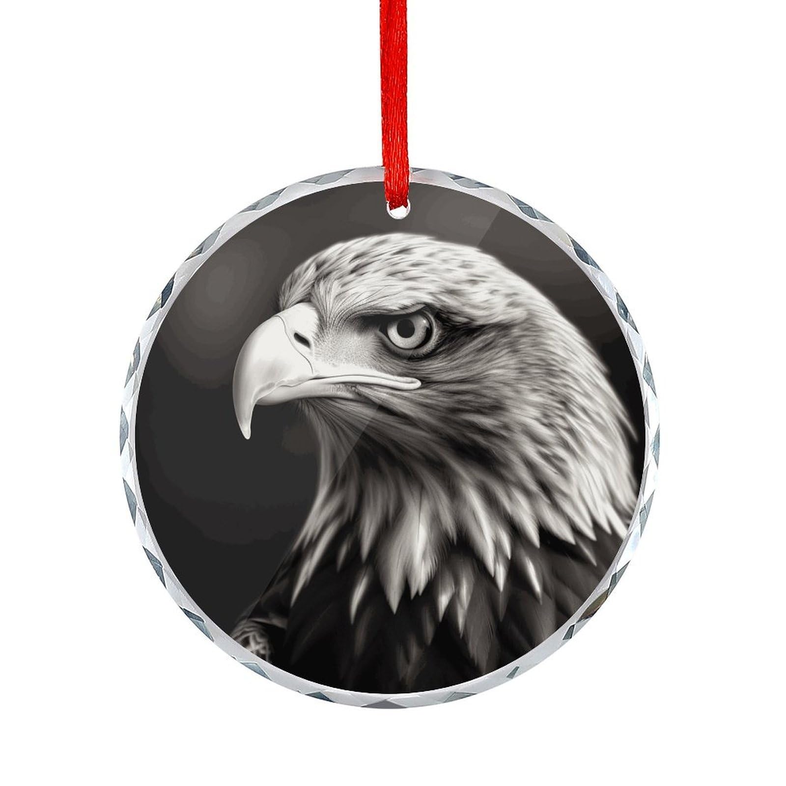 Fodpand Women's Style Eagle Black And White Round Glass Ornament Keepsake Gift Exchange Ideas Car Decor,Christmas Ornaments For Tree Window Garden Ornaments