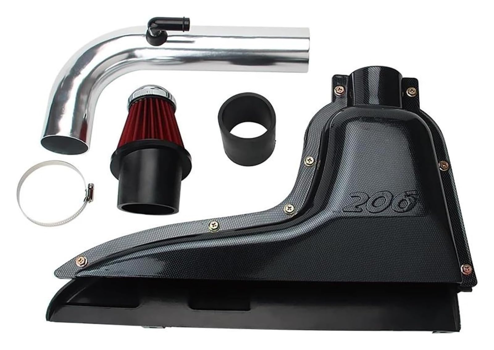 Tubo Aspirazione Auto Per Peugeot 206 1.6L 1998-2006 VTS Fibra Stile Kit Aspirazione Auto Ad Alto Flusso Sistemi Dell'aria Scatola Filtro