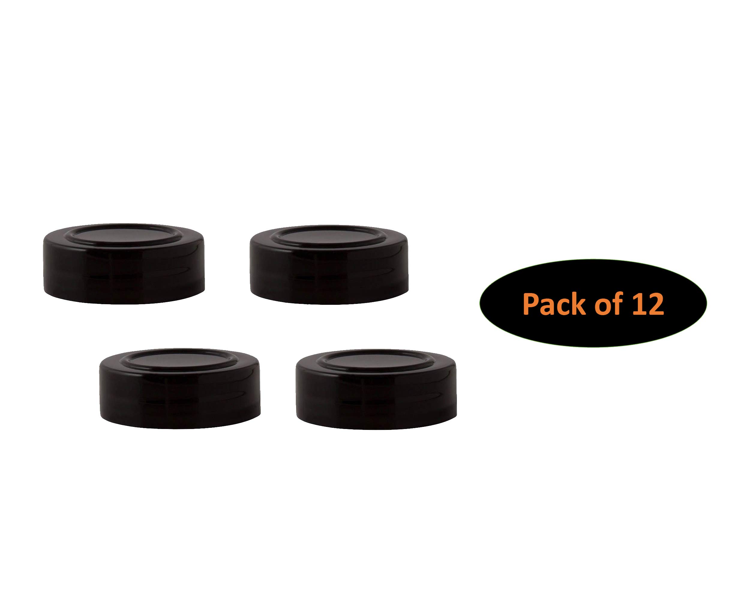 Mini Mason Jar STORAGE Lids - Set of 12 Black Polypropylene Plastic MINI Jar Lids, 48mm BPA-Free Plastic Lids, STORAGE Lids Made in USA (not a spice lid), Non-Rusting Jar Lids for Dry Goods