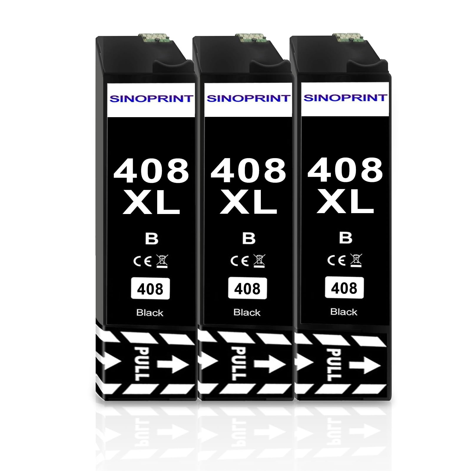SINOPRINT 408XL Ink Cartridges Compatible with Epson 408L 408XL Black Ink for Epson WorkForce Pro WF-C4310DW WF-C4810DTWF WFC4310 WFC4810(3 Black)