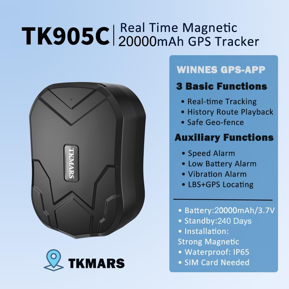 Traceur GPS Antivol pour Voiture 4G TK905C,Longue Autonomie 150 Jours, Suivi en Temps Réel, GPS Tracker APP sans Abonnement,Multiples Alarme,Parcours Historique, Localisateur Aimant Puissant