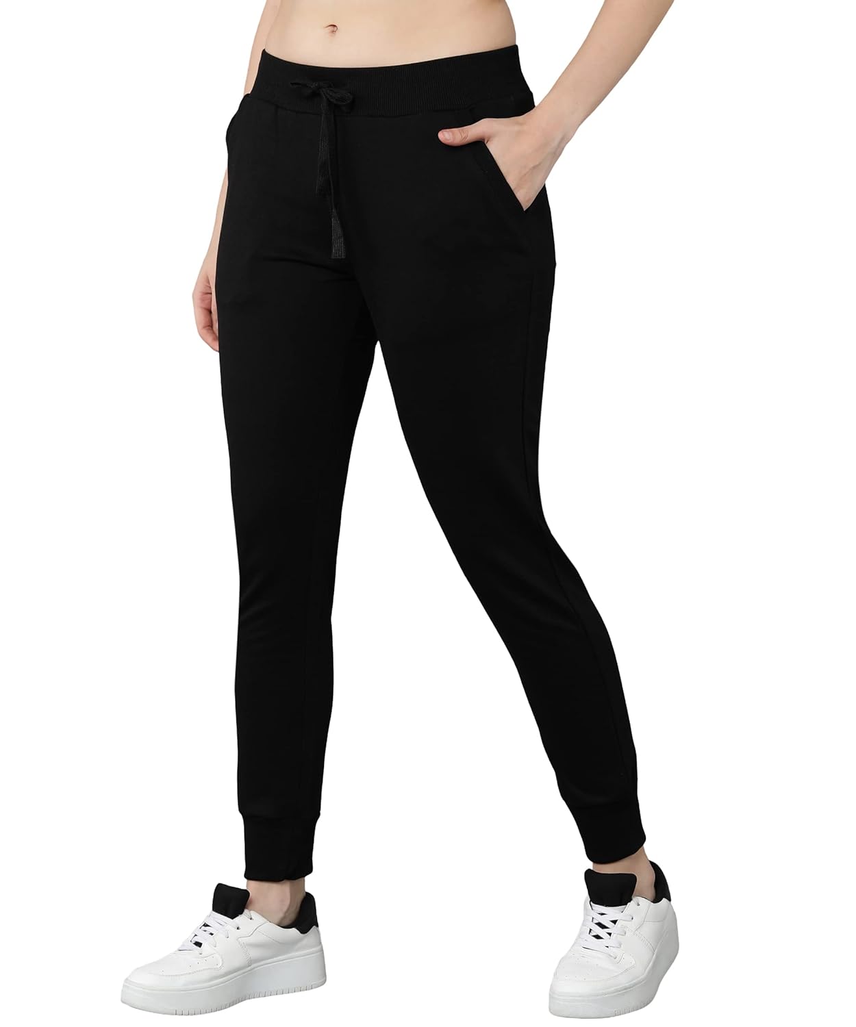 Alan Jones Clothing Women’s Slim Fit Mid Rise Poly Cotton Track Pants