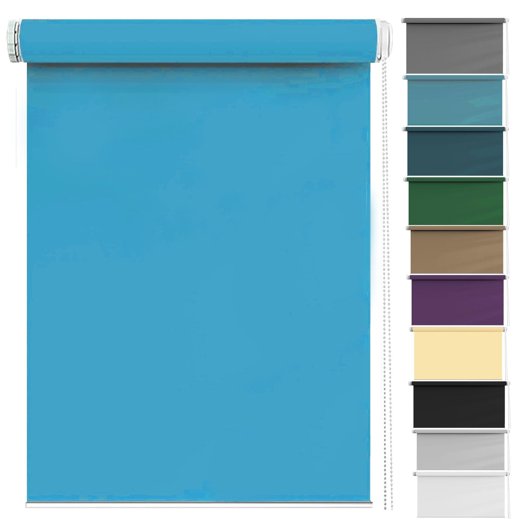 Roller Blind No Drilling 115 x 150 cm Thermal Insulated UV Protection, Blind Window Roller Made to Measure for Any Window, Loft, Sky Blue