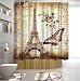 Amagical 15 Piece Shower Curtain Set Bath Mat Set Contour Mat Paris Tower Print with 12 Hooks