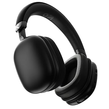GOBOULT Fluid X 60Hrs Playtime, 40mm Boosted Drivers, Foldable Design, ENC Mic, 5.4v Bluetooth & Wired Headset (Electric Black, On the Ear)