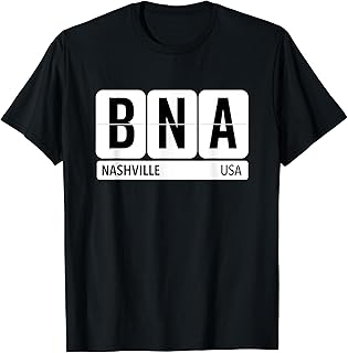 BNA Nashville USA Travel Souvenir Black Text T-Shirt