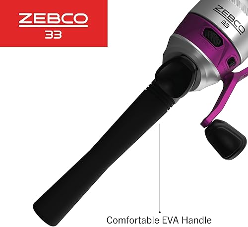 Miniatura 5 de Zebco 33 Spincast Reel and Fishing Rod Combo, 6-Foot 2-Piece Fiberglass Rod with EVA Handle, Quickset Anti-Reverse Fishing Reel with Bite Alert