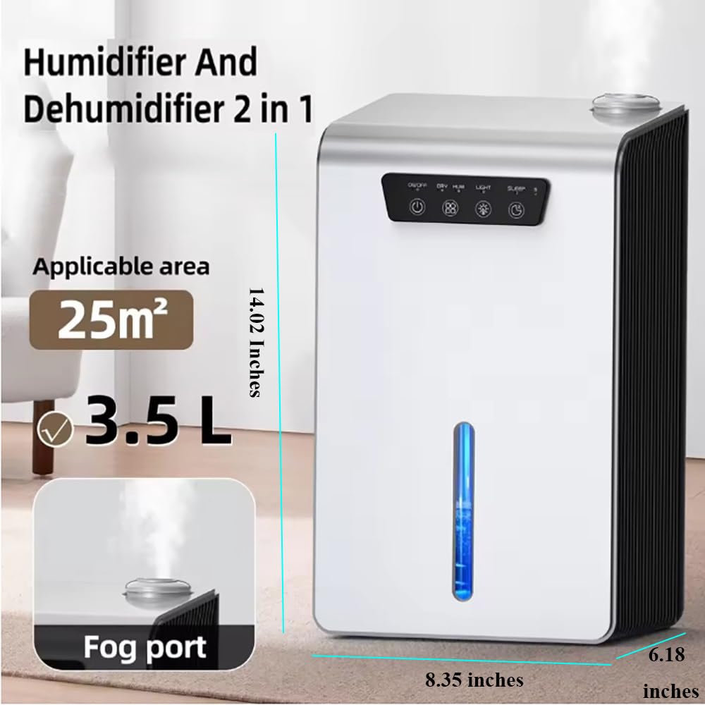 Osuszacz Powietrza Do Domu,Osuszanie/Nawilżanie 2 W 1,Zbiornik Na Wodę 118oz,270 Stóp Kwadratowych,Z Automatycznym Wyłączaniem,7-Kolorowe Światło Led,Cichy Tryb Osuszacza Powietrza Do Sypialni