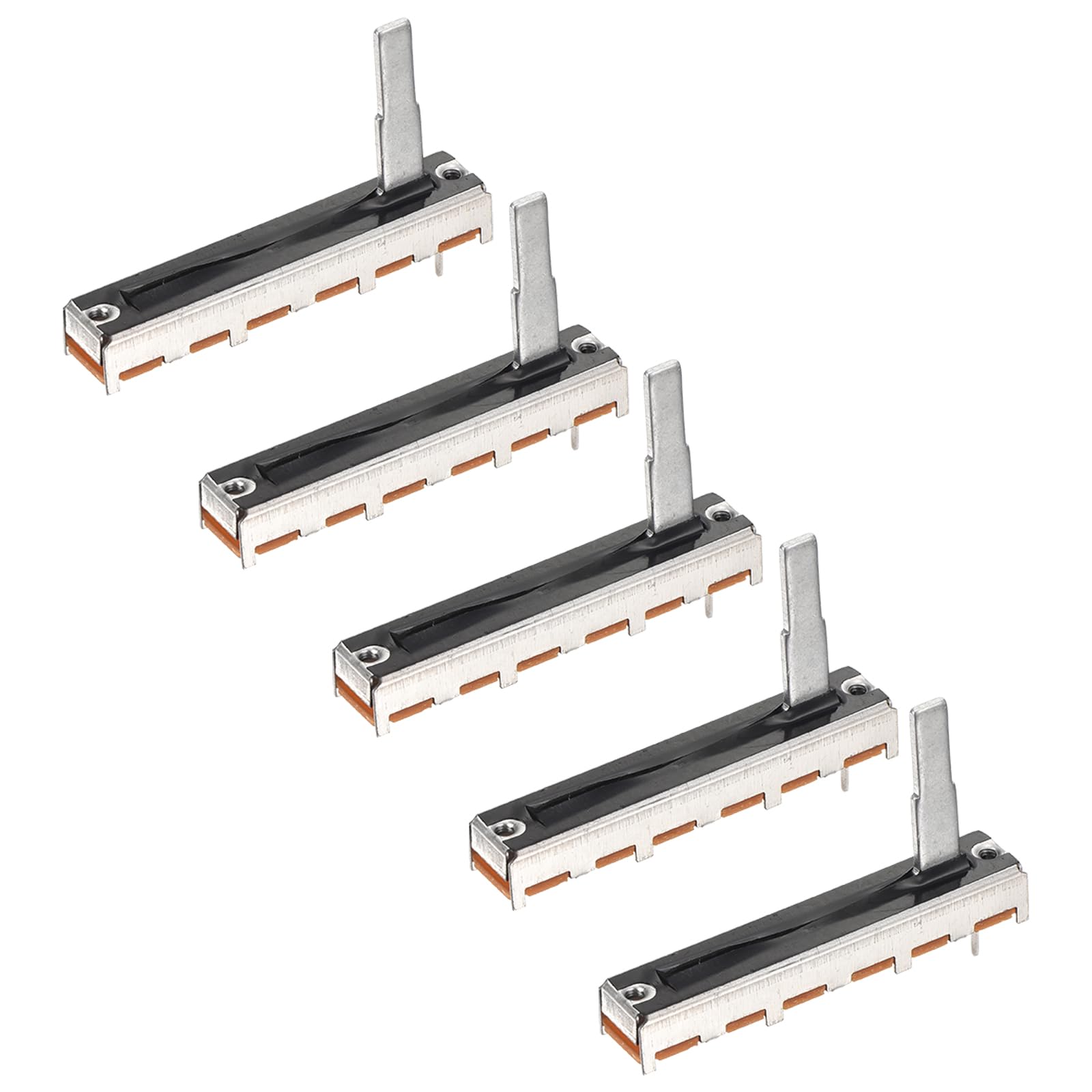 MECCANIXITY 5Pcs Straight Single Linear Slide Potentiometer 3 Pin B100K 46mm(L) 30mm Travel 20mm Handle Fader Variable Resistors Mixer Electronic