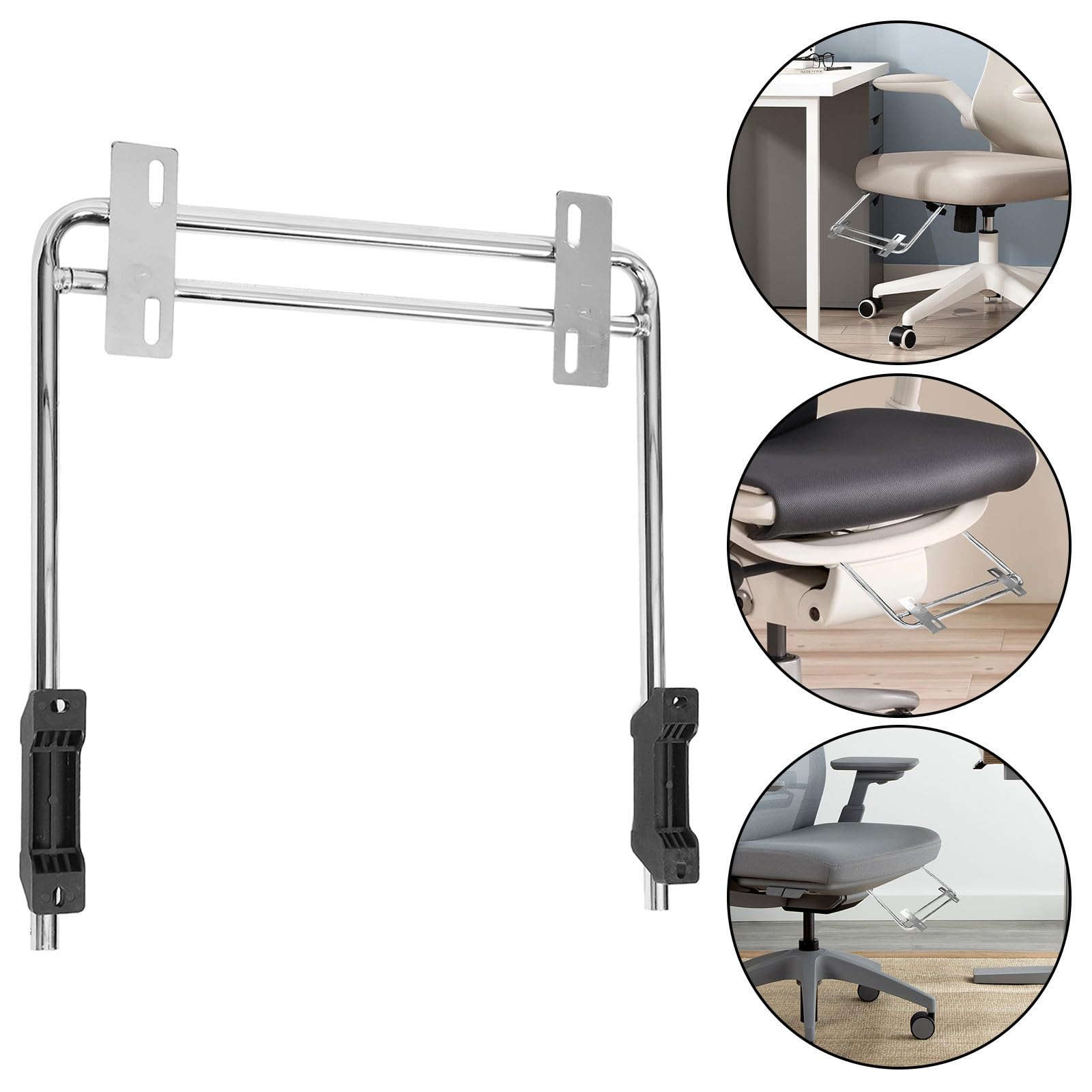 VILLCASE 2 Piezas Reposapiés para Silla de Oficina Soporte para Reposapiés de Silla de Oficina Hierro Plata Extensible 37,5cm Giratorio Instalación Fácil Confort Ergonómico en Casa