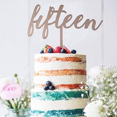 Or Rose Ensemble De Gateau Topper De 15e Anniversaire Gateau Topper Happy 15th Birthday Avec Cupcake Topper De Coeur Etoile Decoration De Gateau A Paillettes Pour Fete Danniversaire Cuisine Et Maison Accessoires
