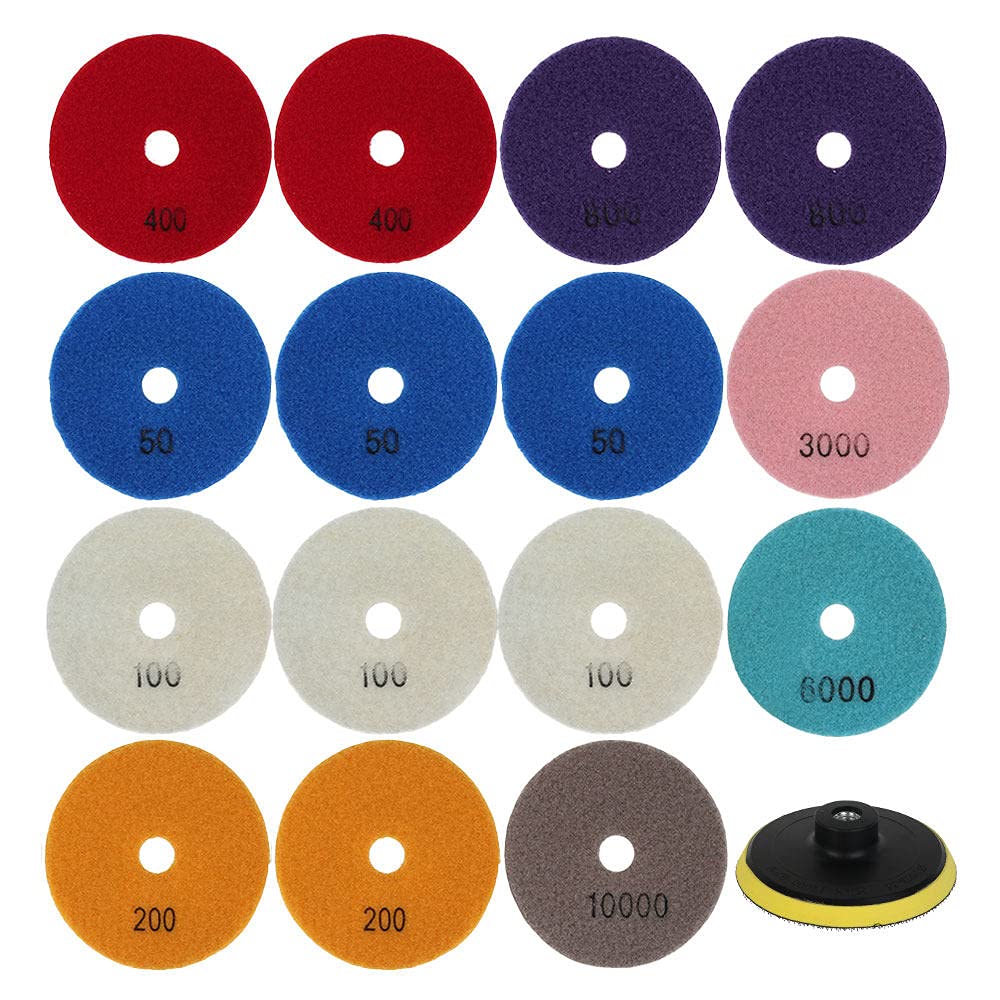 16pcs levigatura disco abrasivo diamante bagnato tamponi per lucidatura piastrelle marmo granito lucidatore pietra flessibile utensili manuali in ceramica carta vetrata, come mostrato